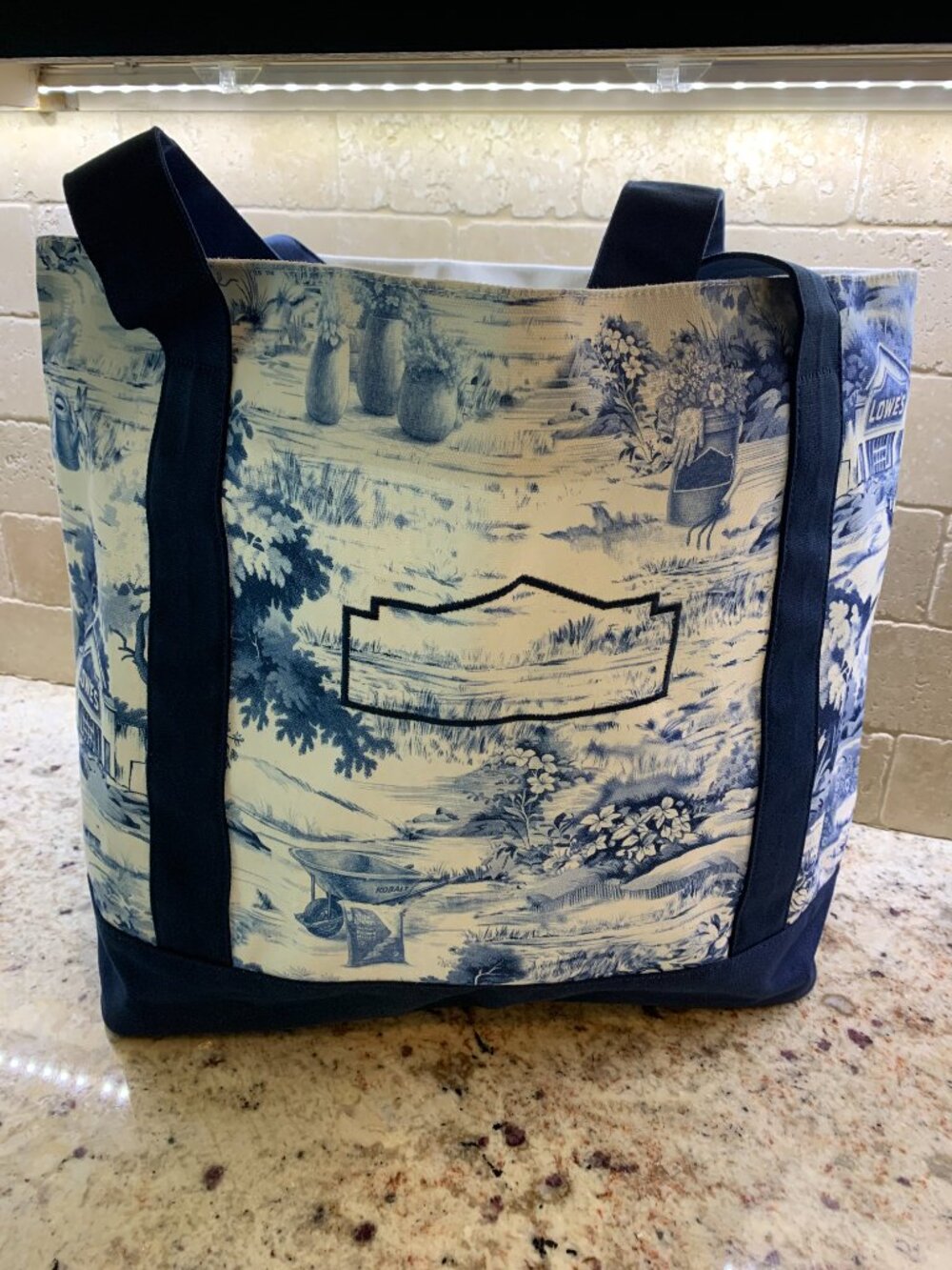 Lowe's Canvas Tote Bag NWT Blue Toile